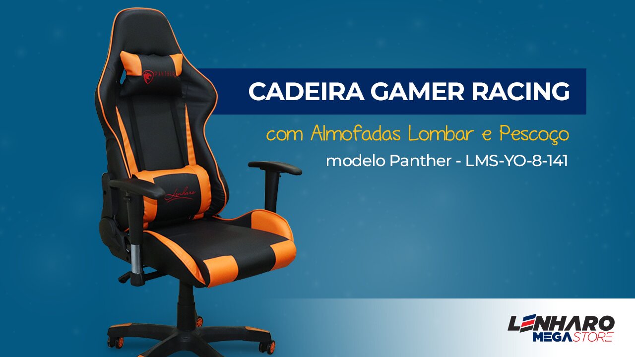 Cadeira Gamer Panther - Lenharo Mega Store - Modelo LMS-BY-8-141 – Laranja