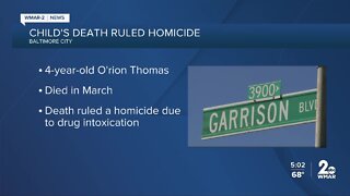 4-year-old Baltimore boy's death ruled homicide by drug intoxication