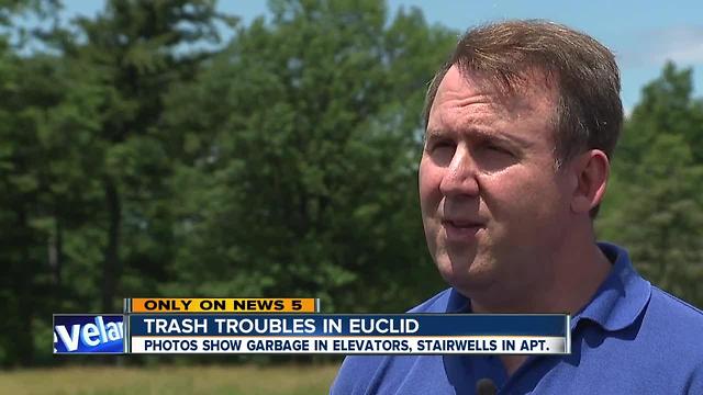 Garbage piled high at Euclid apartment building, dumpsters infested by rats