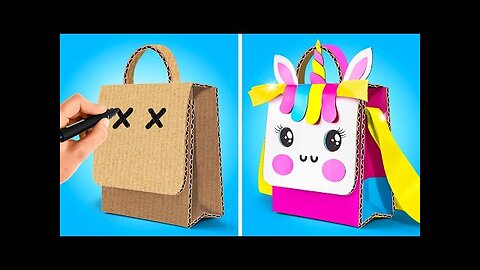 DIY CARDBOARD BACKPACK 📦🎒 AMAZING RAINBOW CRAFTS WITH PAPER! ✨