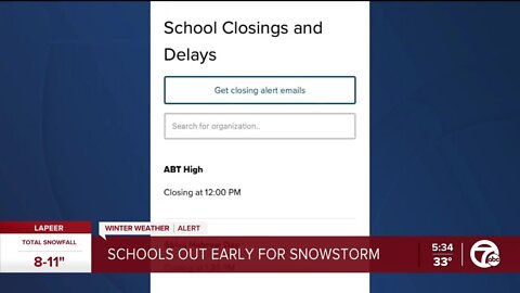 Several metro Detroit schools dismiss early due to winter storm