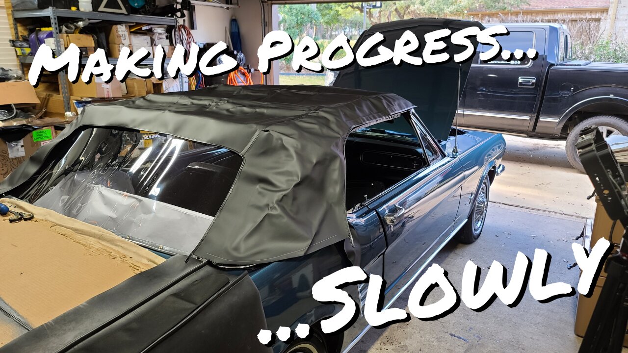 66 Mustang Convertible Top Installation Pt 3 Pads and Rear Window In!