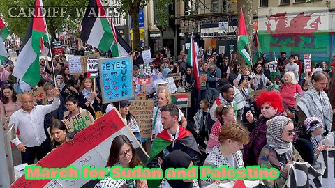 Cardiff demand stop the war in Sudan and Palestine, Queen Street