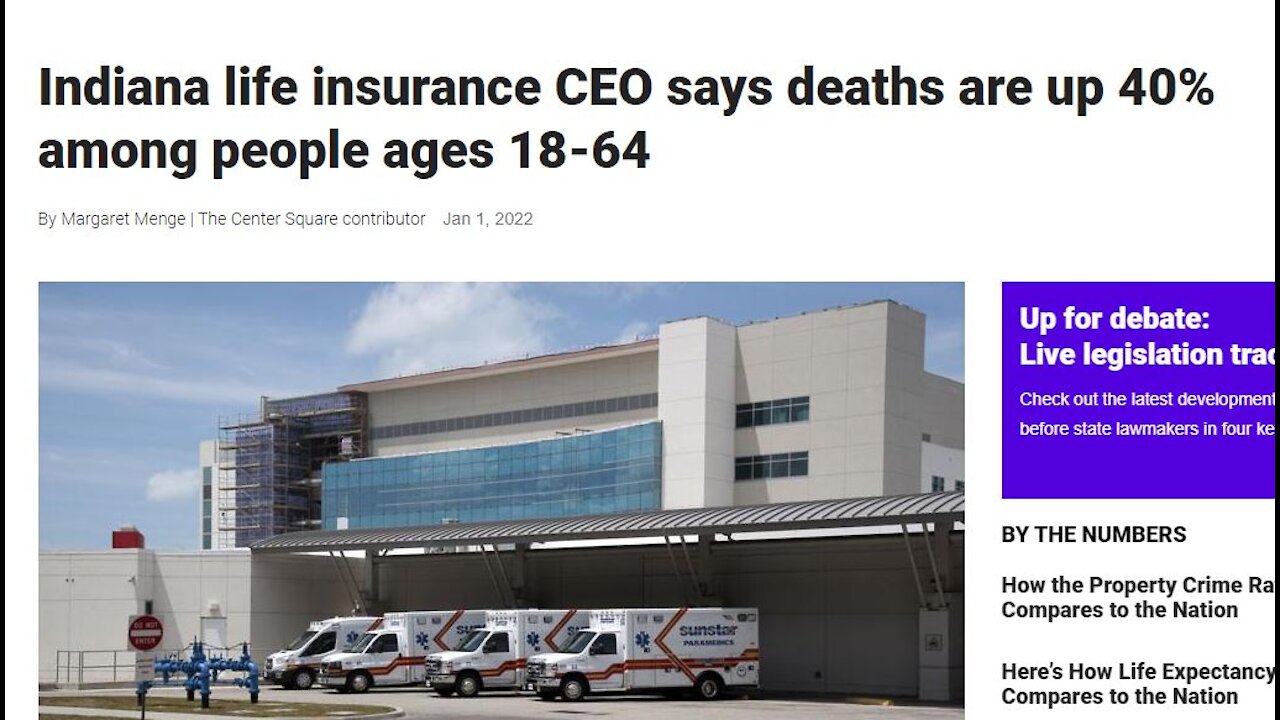 Indiana Life Insurance CEO Says Deaths Are Up 40% Among People Ages 18-64