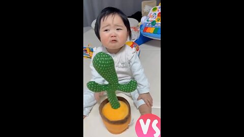 Funny kids with cactus