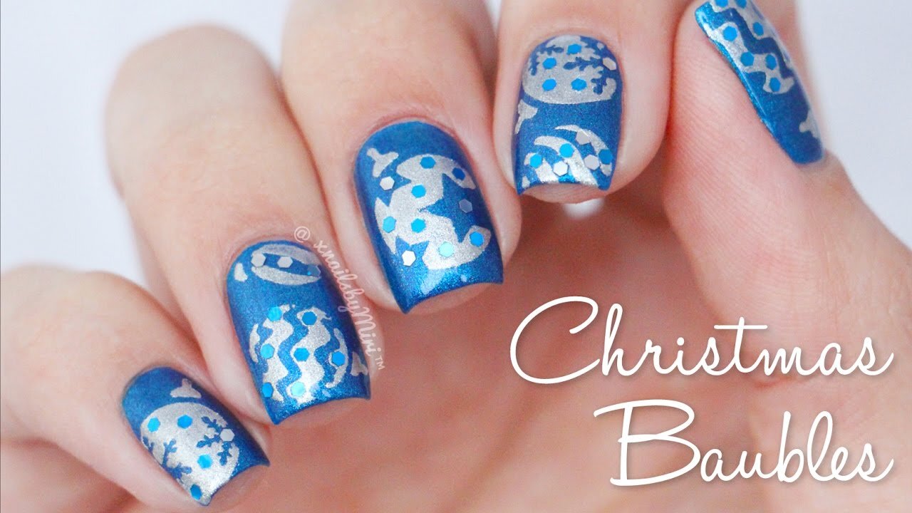 Christmas Baubles Nail Art _ using nail vinyls from Whats Up Nails