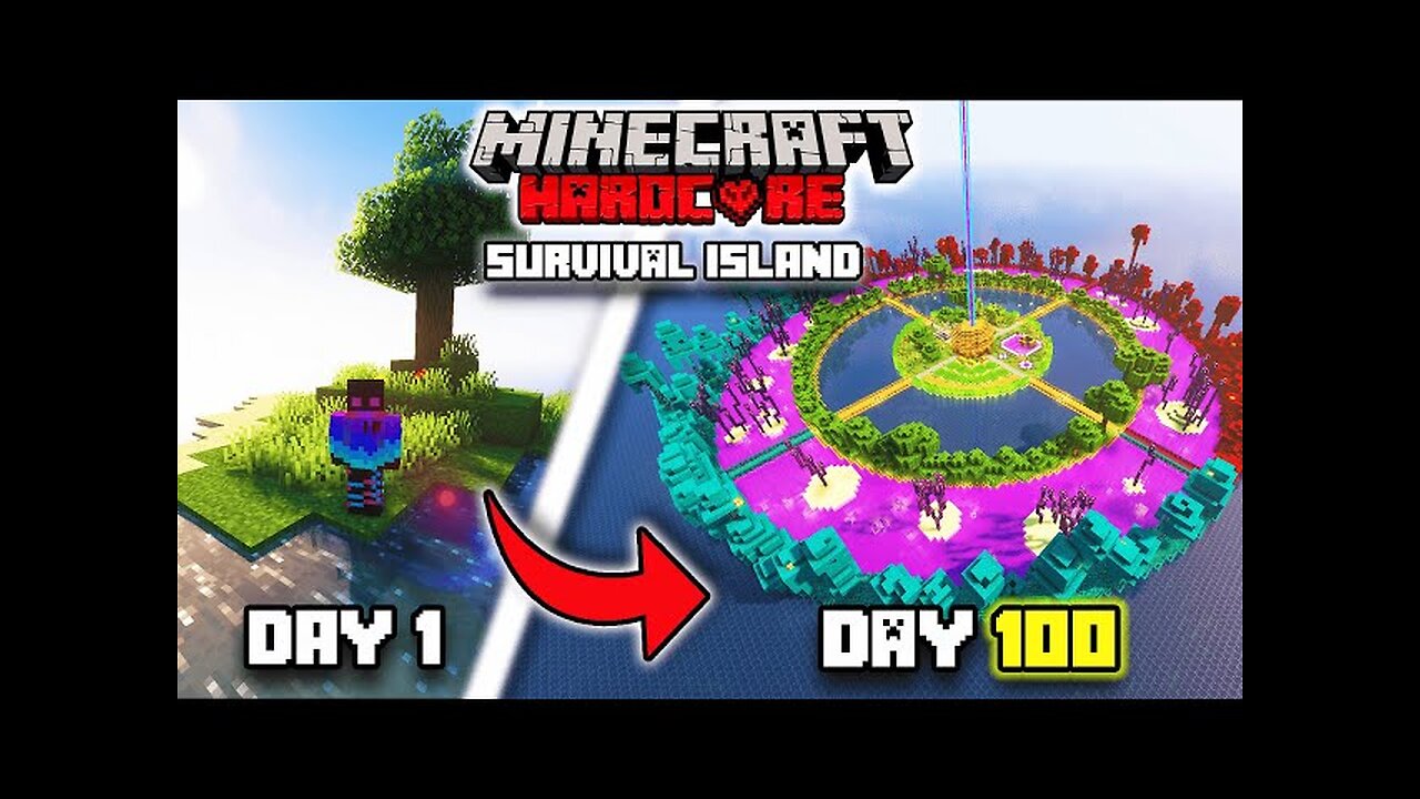 I Survived 100 days on a Survival Island in Minecraft Hardcore!!