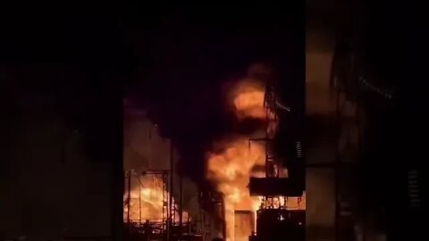 A fire at the Kharkiv CHPP 5 after a missile strike