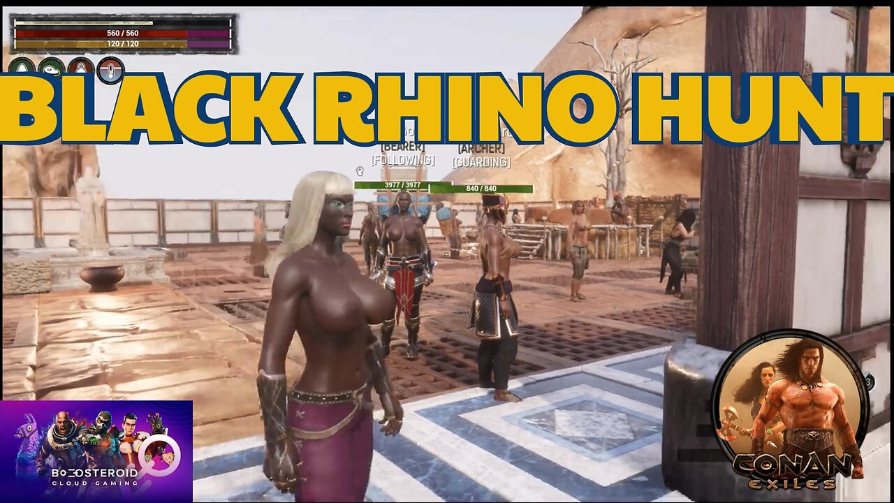 Conan Exiles Black Rhino Hunt Busty Boobs #Boosteroid #Conanexiles