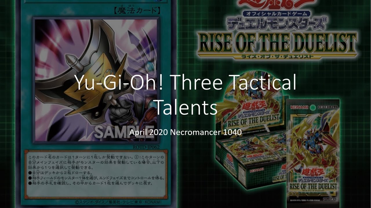 Yu Gi Oh! Three Tactical Talents: The Broken Card! April 2020 Discussion video