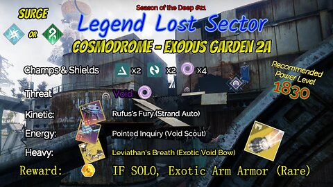 Destiny 2 Legend Lost Sector: Cosmodrome - Exodus Garden 2A on my Strand Warlock 7-16-23