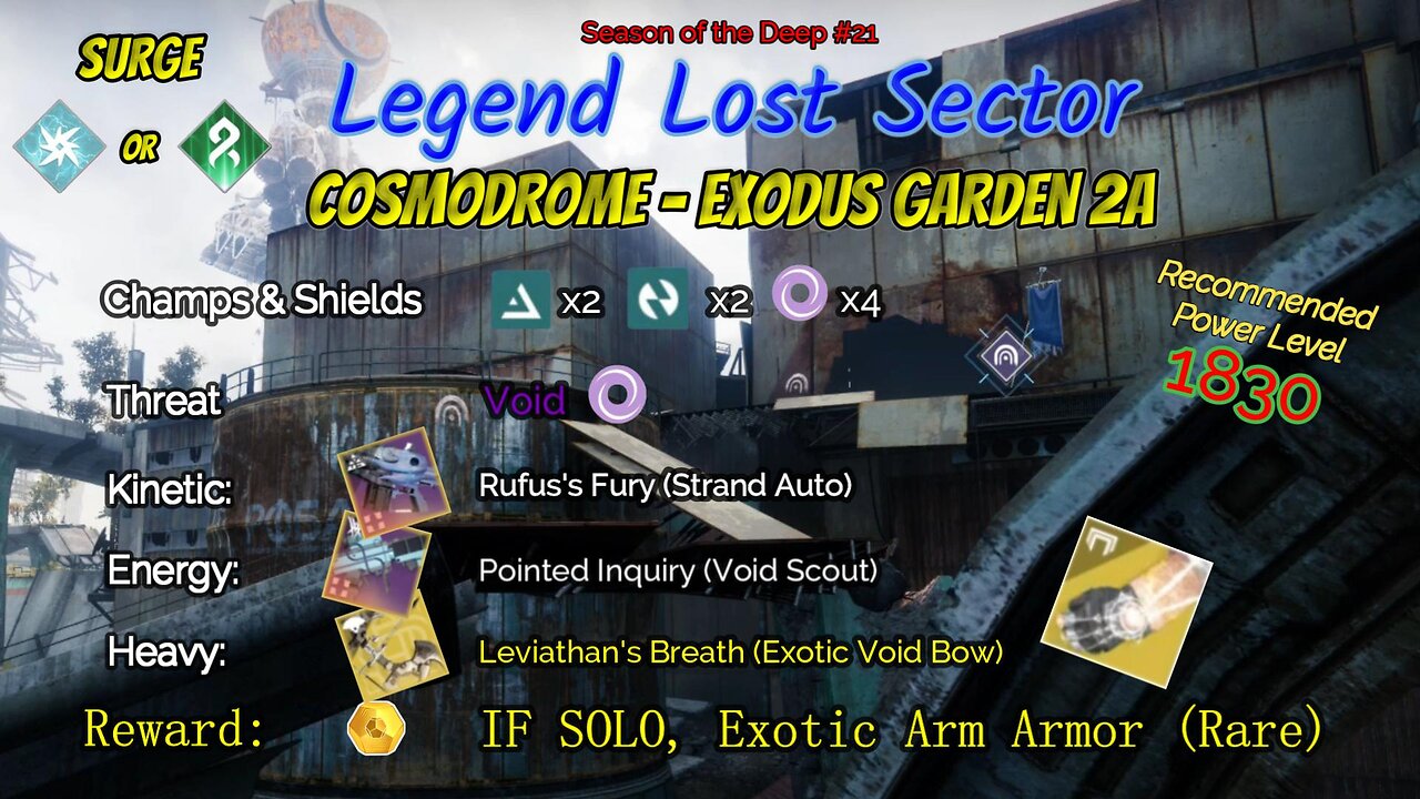 Destiny 2 Legend Lost Sector: Cosmodrome - Exodus Garden 2A on my Strand Warlock 7-16-23