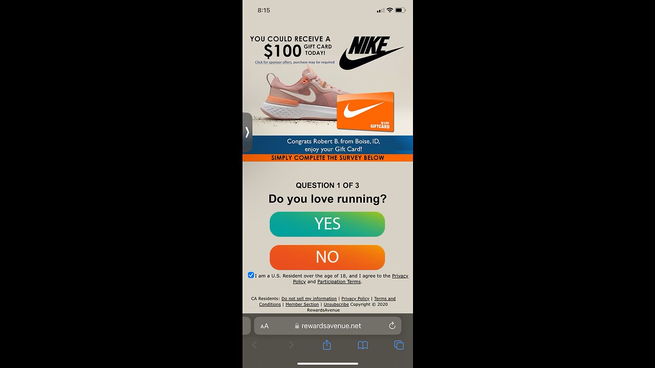 Get a $100 gift card for free Nike I got mines yall better get on it link in description