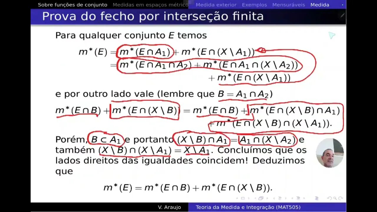 Medida e Integração: Conjuntos mensuráveis com respeito a medida exterior. Construção de medidas.