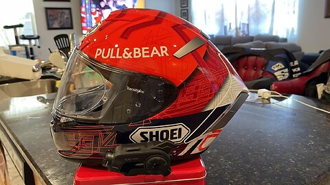 Shoei X14 Marquez, sena 10c pro, transition shield