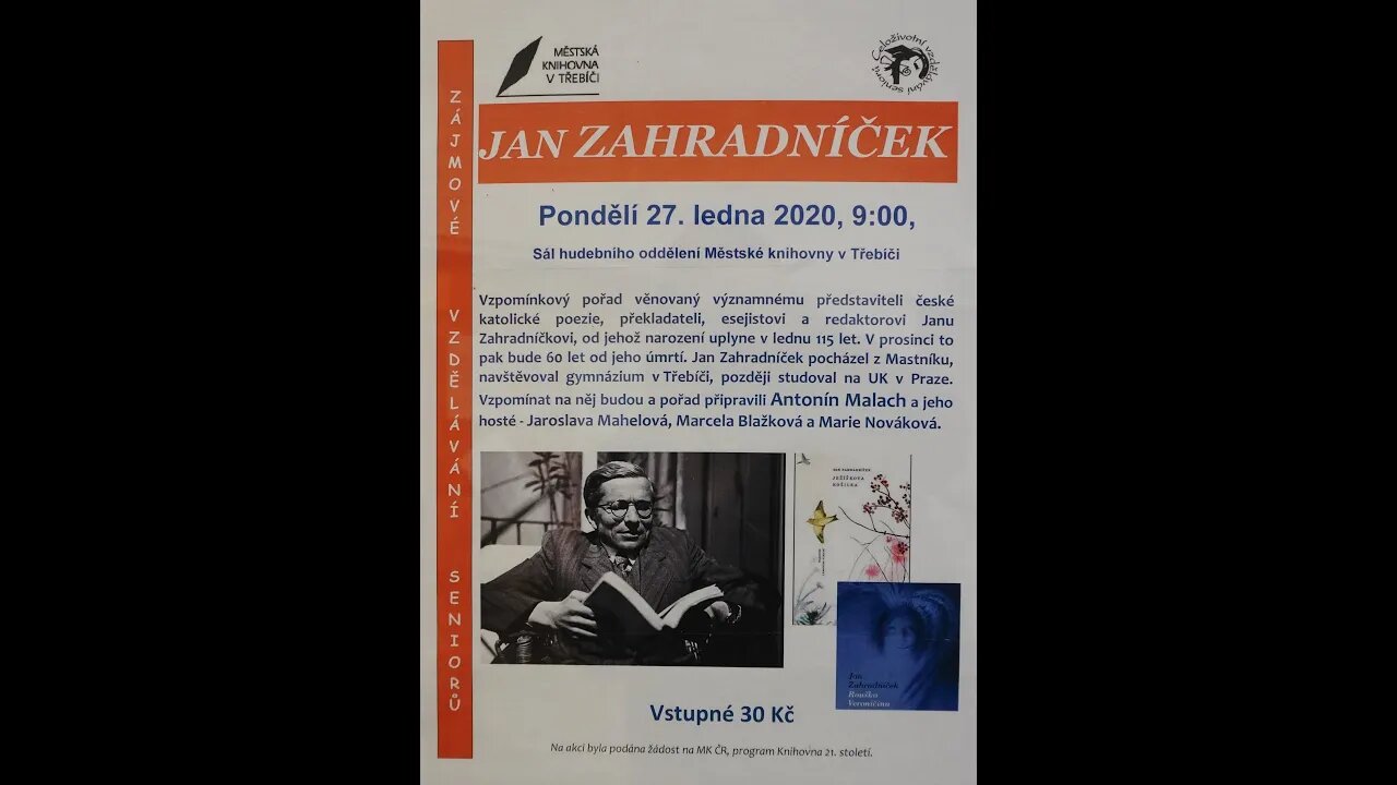 Jan Zahradníček - Vzpomínkový pořad
