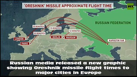 Russian media released a new graphic showing Oreshnik missile flight times to major cities in Europe