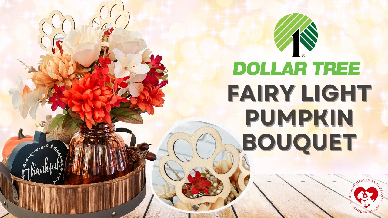 Dollar Tree Fairy Lights Pumpkin Bouquet