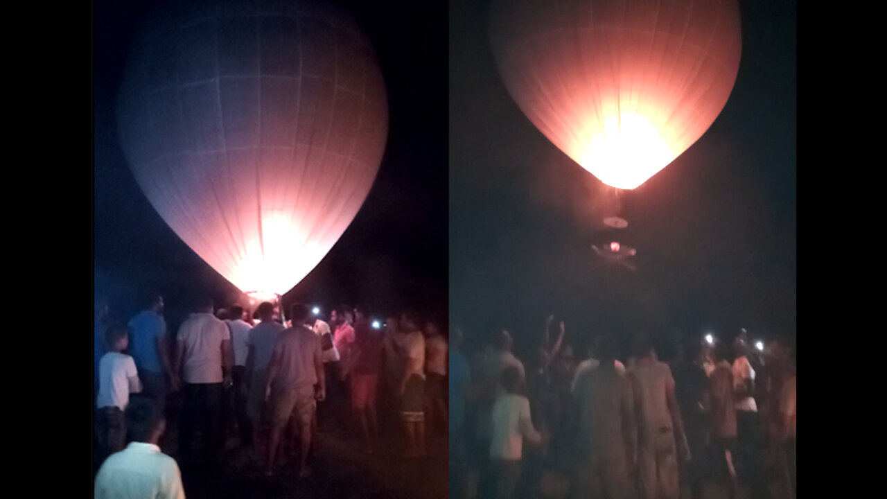 Giant paper hot air balloon Accidentally burned out