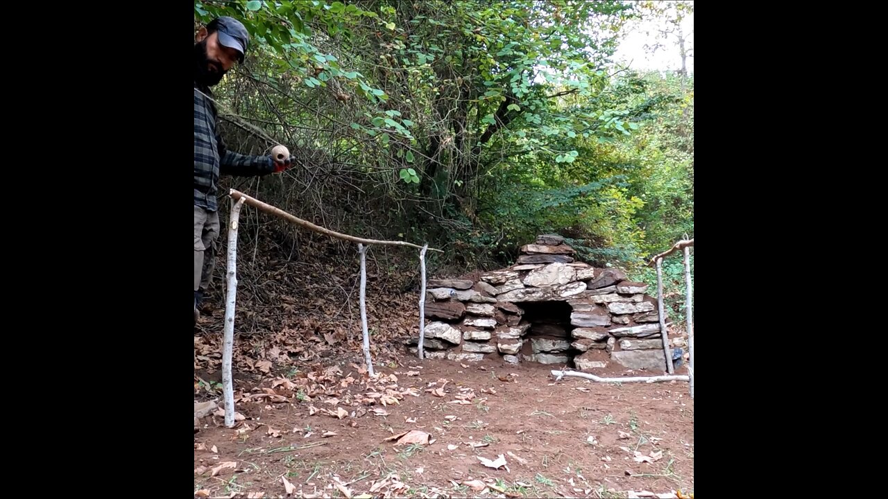 Build stone shelter inside fireplace