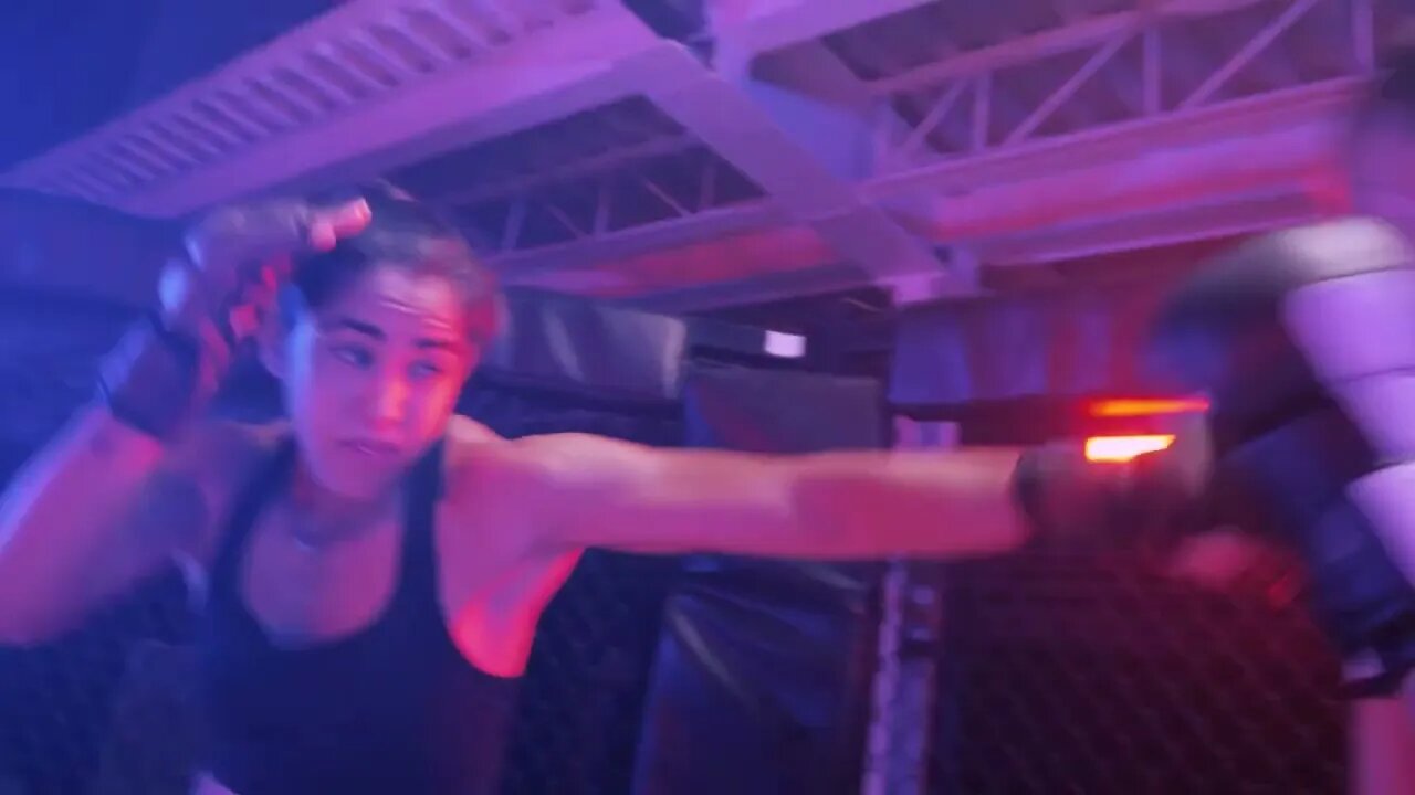 Martial arts combat between two women
