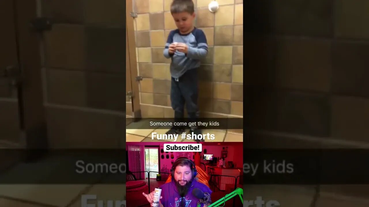 Kid crawls into bathroom stall while dude is pooping