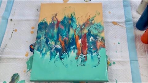 Gorgeous Gold & Aqua Split Base Dutch Pour : Satisfying Acrylic Pouring