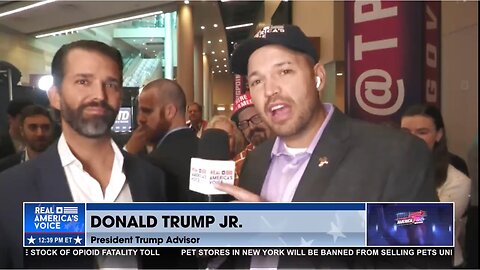 Don Trump Jr speaks with Ben Bergquam at AmericaFest
