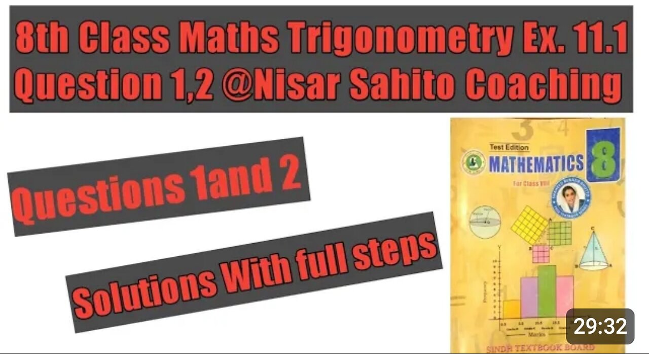 Trigonometry of 8th class Exercise 11.1 Question 1,2