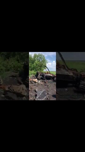 Destroyed russian military vehicles.