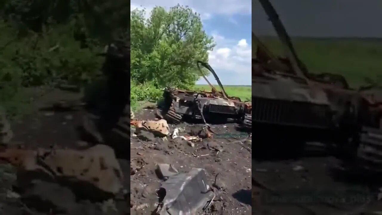 Destroyed russian military vehicles.