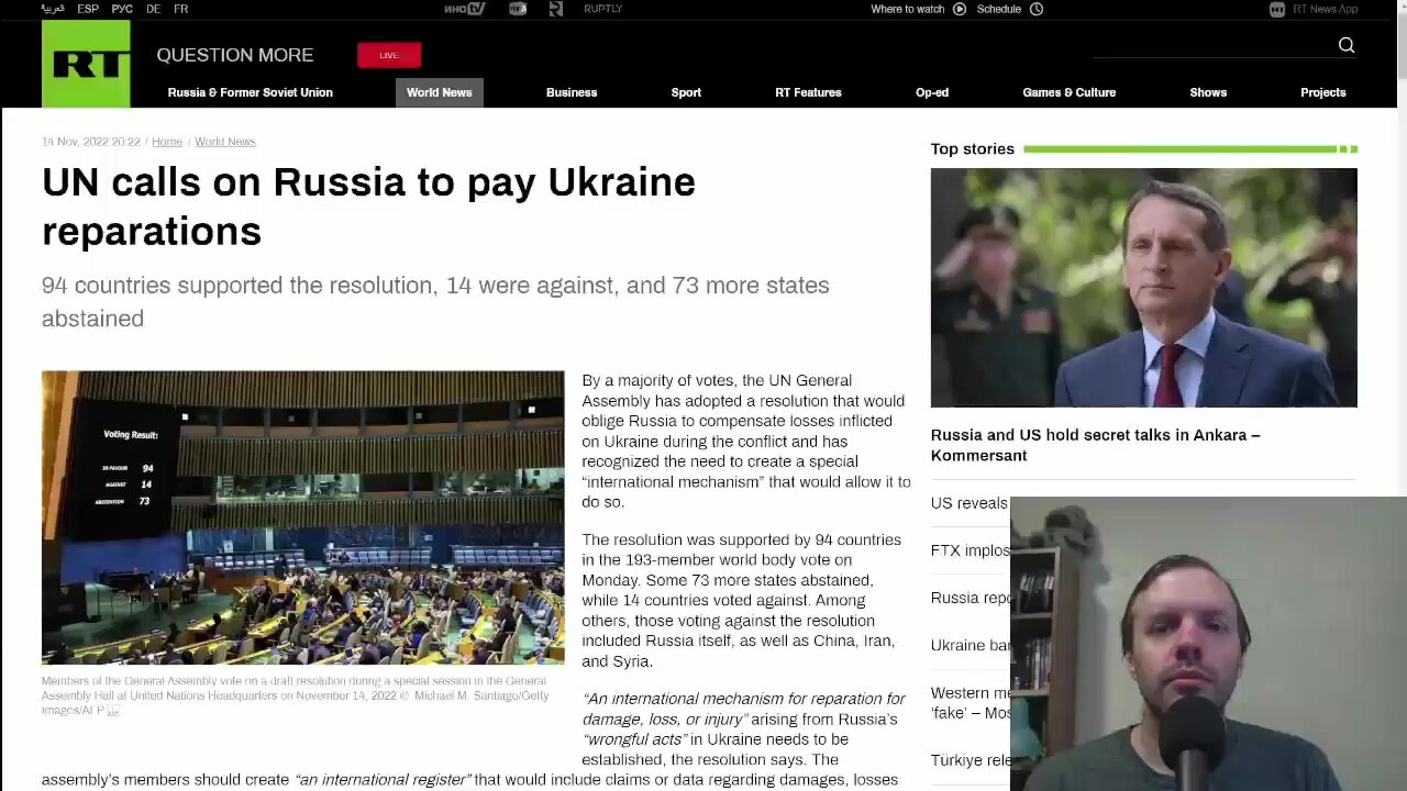 UN calls on Russia to pay Ukraine reparations