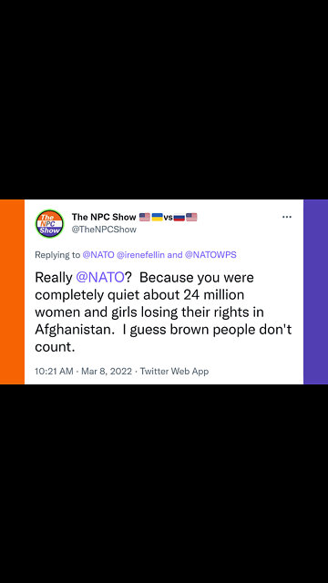 NATO Supports Ukrainian Women But Not Afghanis