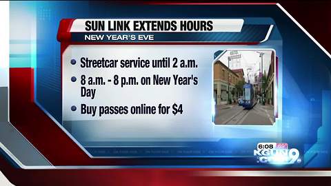 Sun Link extending hours for New Year's Eve