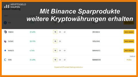 Mit Binance Sparprodukte weitere Kryptowährungen erhalten