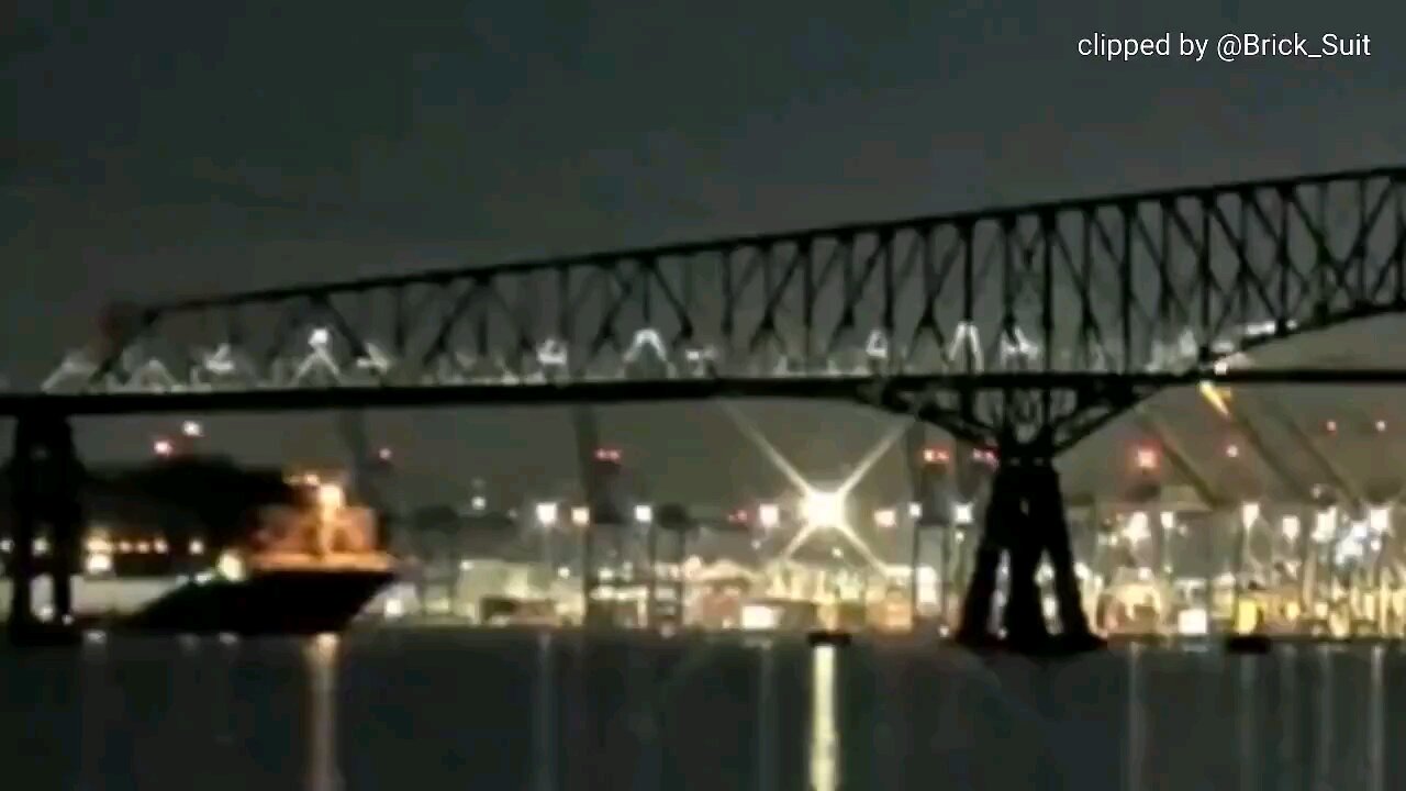 another angle of The Key Bridge in Baltimore was hit by a container ship & totally collapsed