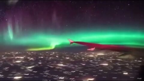 Northern lights as seen from a plane