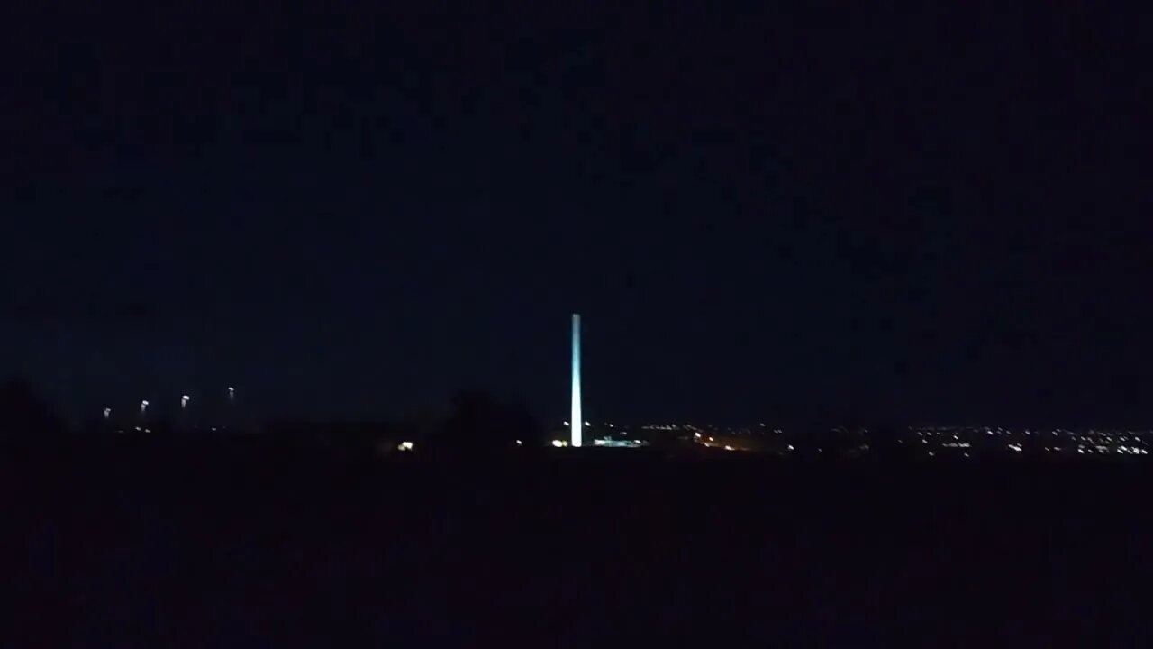 Panoramic view Colorado Springs at night with lightning