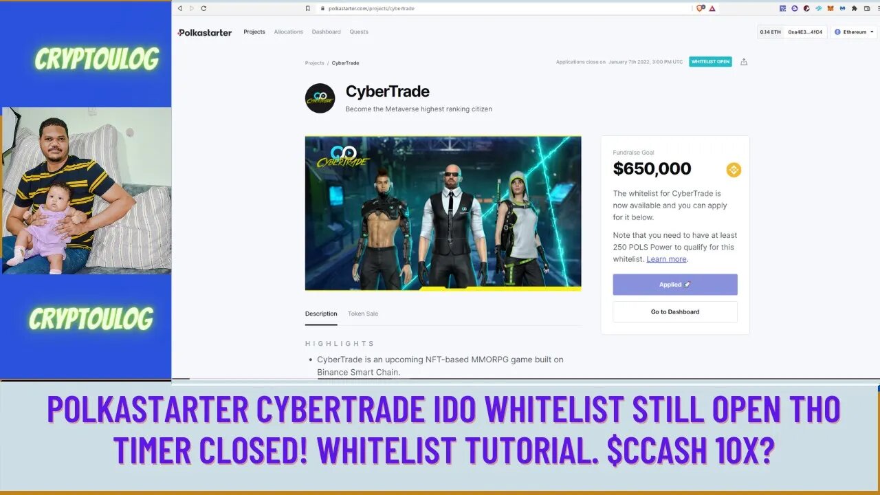 Polkastarter CyberTrade IDO Whitelist Still Open Tho Timer Closed! Whitelist Tutorial. $CCASH 10X?