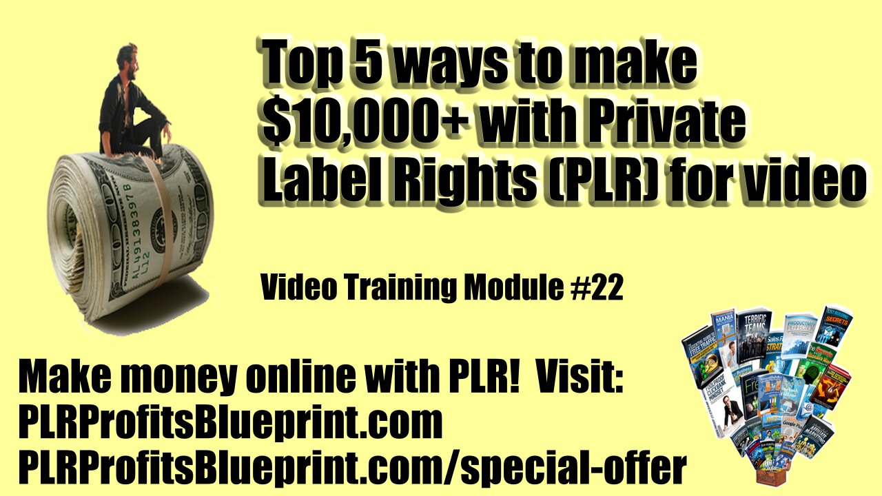 Video Training Module 22: Top 5 Ways to Make $10,000+ with Private Label Rights (PLR) for Video!