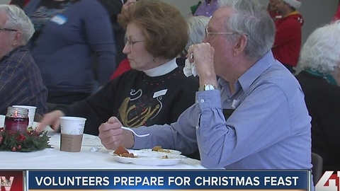 Volunteers prepare for Christmas feast