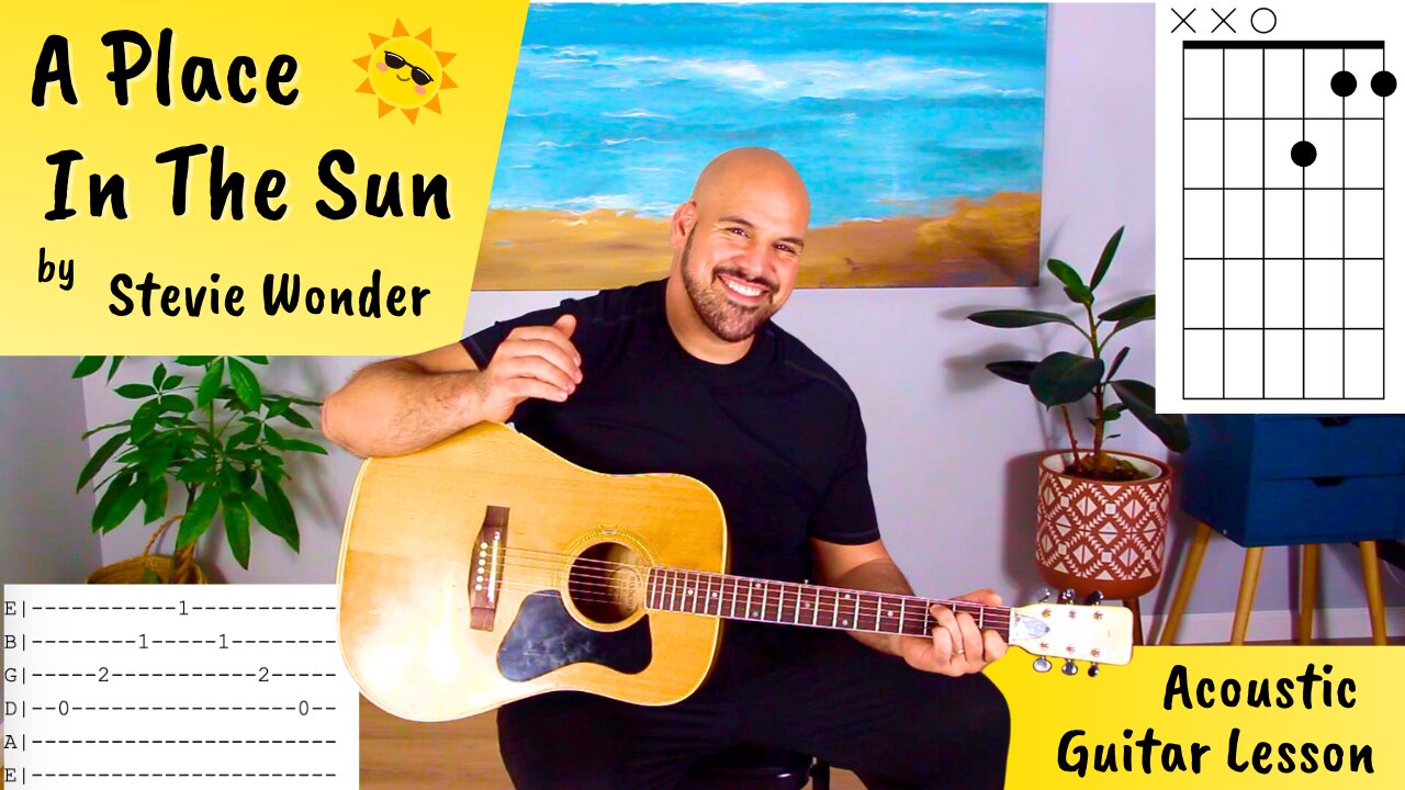 A Place In The Sun Acoustic Guitar Tutorial - Stevie Wonder Cover