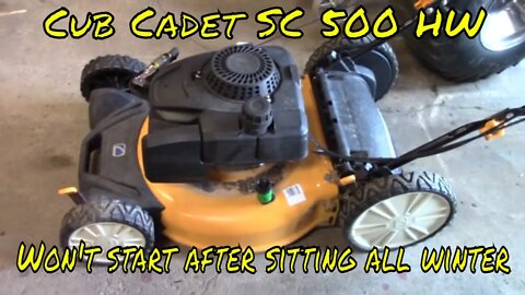 Cub cadet push mower SC 500 HW Will not start after sitting all winter. Easy fix.