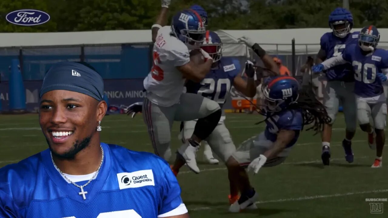 Saquon Barkley Steamrolls Defender In Practice | New York Giants