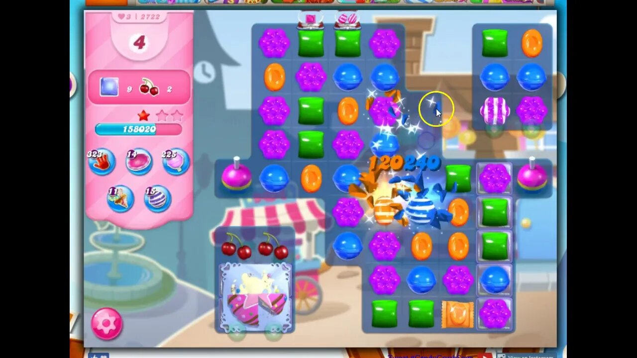 Candy Crush Level 2722 Audio Talkthrough, 2 Stars 0 Boosters