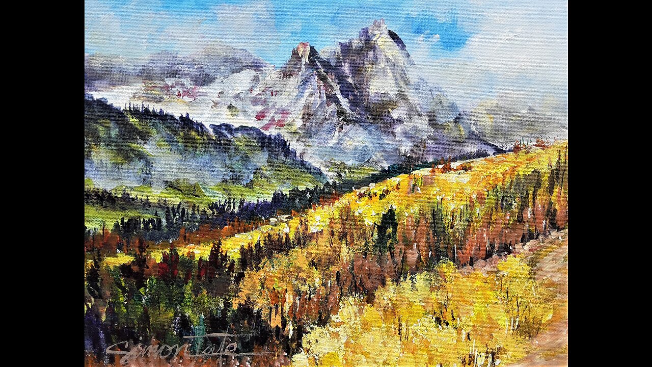 A Sawtooth Serenade 9x12 original acrylic by Simon Tate