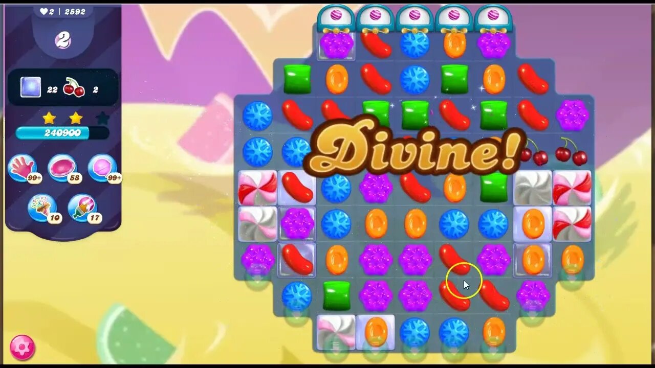 Candy Crush Level 2592 Talkthrough, 30 Moves 0 Boosters