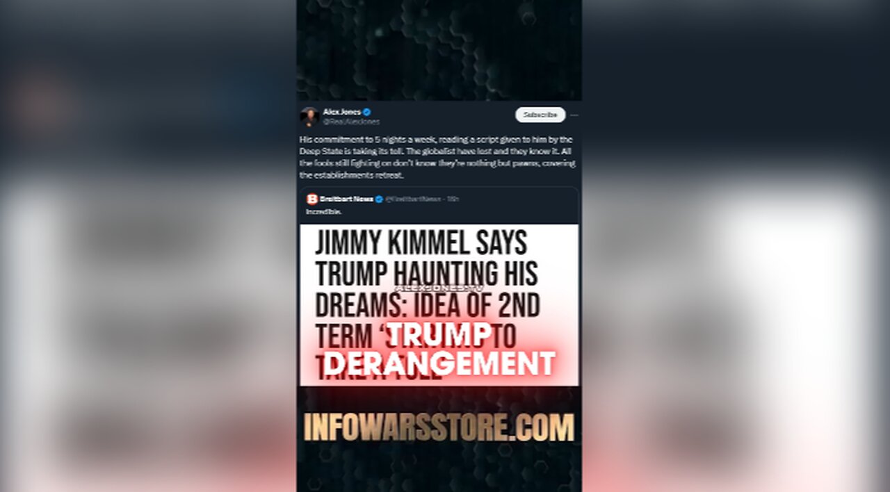 Jimmy Kimmel Suffers From Trump Derangement Syndrome - Alex Jones on X