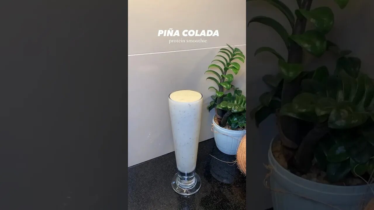 Piña Colada Protein Smoothie! 💛🍍 #proteinsmoothie #piñacolada #proteinworld #proteinrecipe #healthy