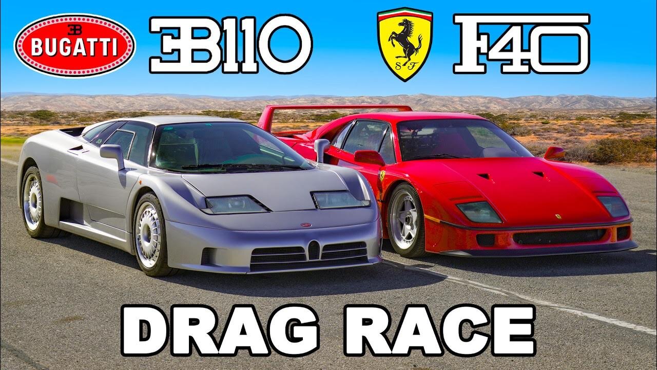 Ferrari F40 v Bugatti EB110- DRAG RACE